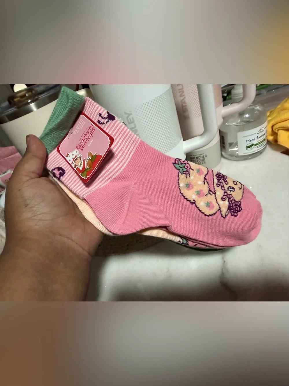 5pairs Strawberry Shortcake Pink Character Ankle Socks